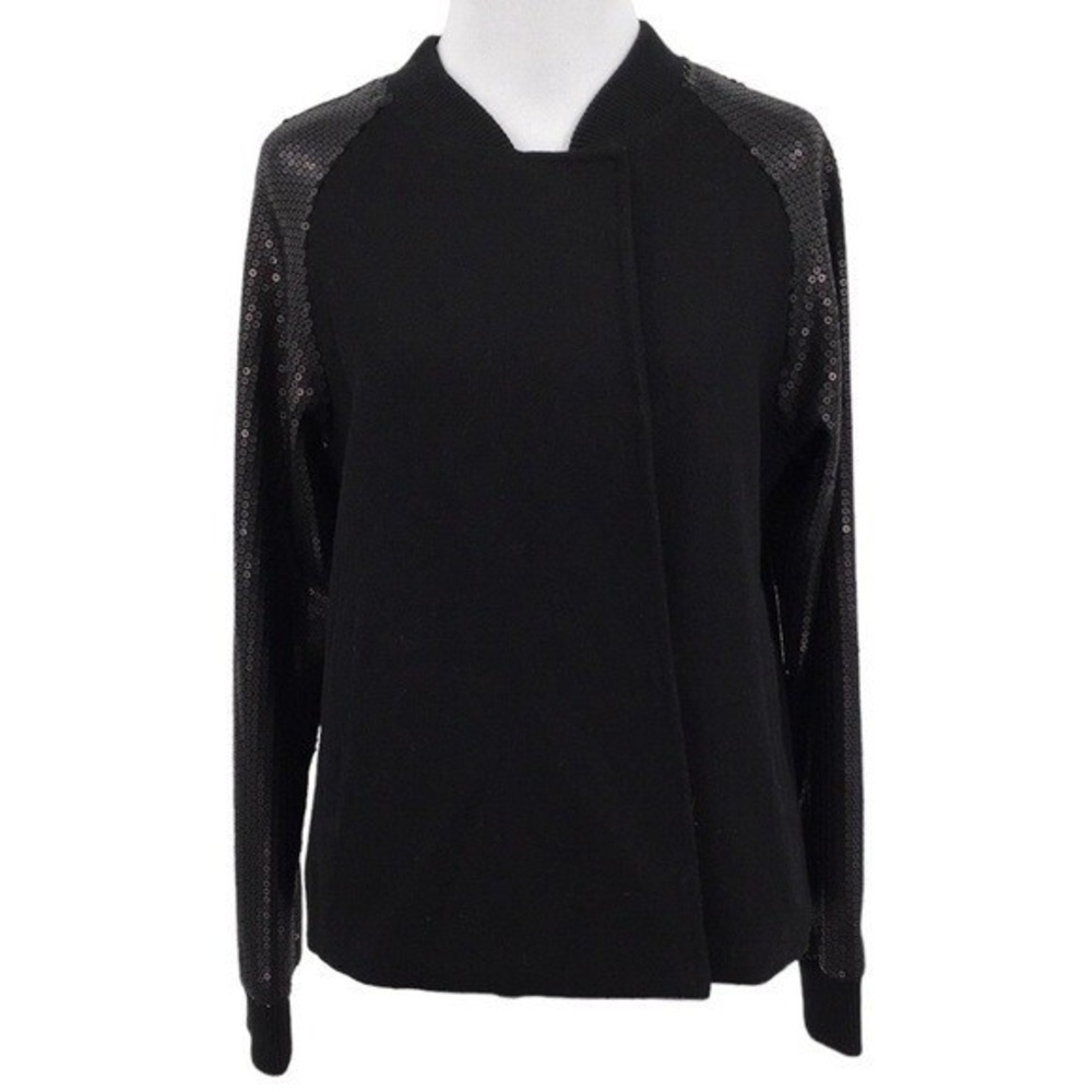 Line & Dot Jacket Womens Small Black‎ Sequins Contrast Varsity Wool